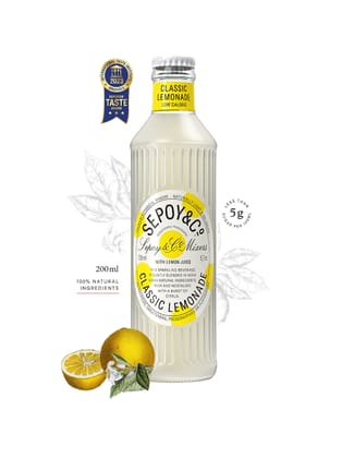 Sepoy & Co. Classic Lemonade, 200 ml - Pack of 12| Premium Margarita Mixer | Low Calorie | Aerated Flavored Beverage | 100% Natural Ingredients
