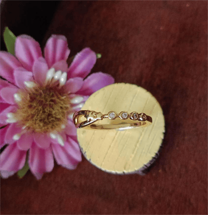 CZ Gold Plated Star Design Finger Ring- FR 2543