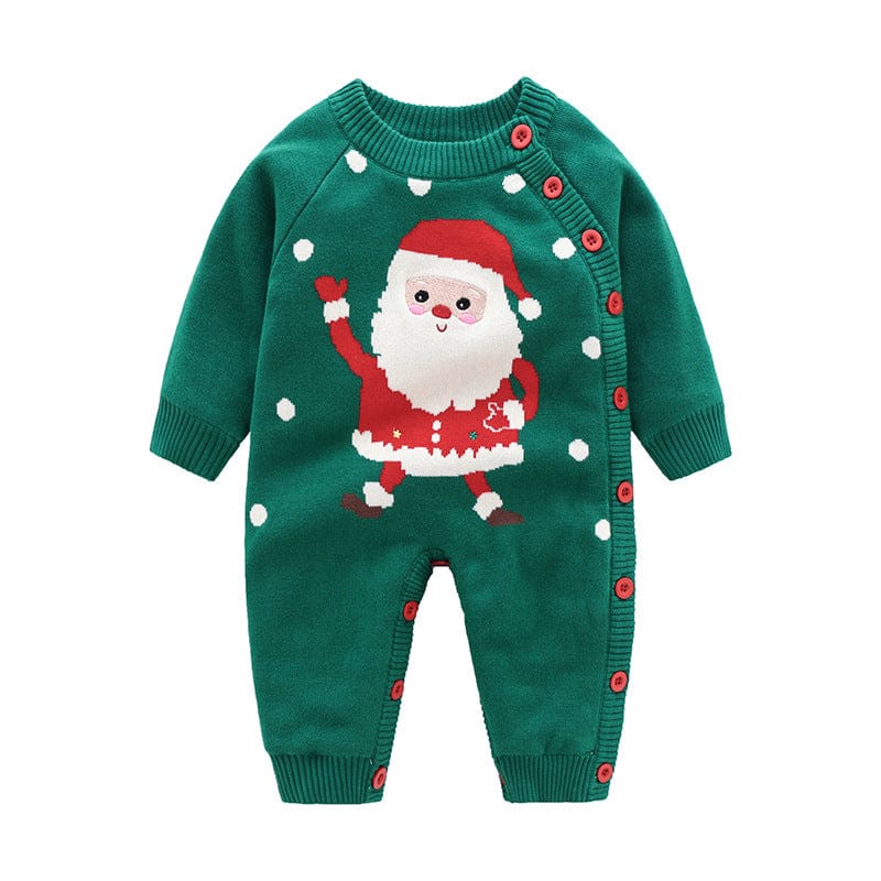 Newborn Baby Clothes Baby Crawling Clothes Thickening Out Baby Harness-20green santa / 66cm