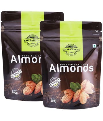 Kharawalas Roasted & Salted Almonds Pack of 2 (200 gms each)