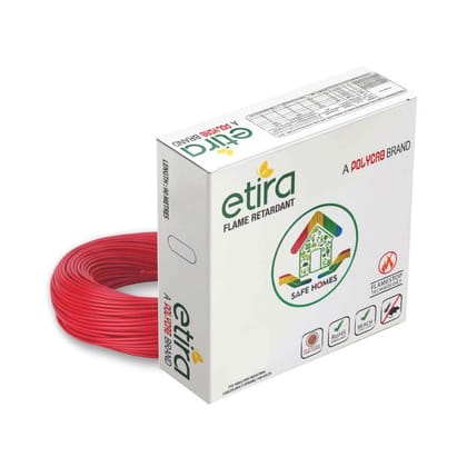 Polycab ETIRA Flame Retardant House Wire PVC Insulated Copper Cable Electric Wire (0.75 SQMM, Red, 90m)