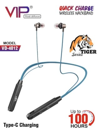 VIP VD-4012  TIGER SERIES NECKBAND Wireless Version-5.0, Music Time- Up To 36 Hrs,Standby Time-Over 100 Hrs, Charging Time-1-2 Hrs, Charging Type -Type C Charging, Charging Power-260mah, Tra
