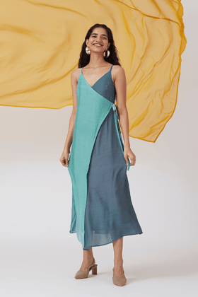 Okhai 'Seatherny' Ombre Sleeveless Modal Silk Wrap Dress-XXS