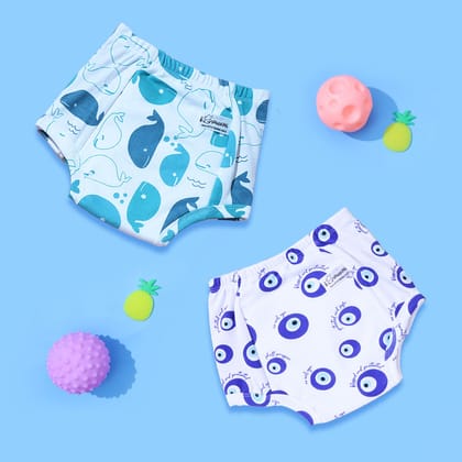 Potty Training Pants Evil Eye & Whale Print 4-5 Years Pack of 2-Size 4 (4-5 years)