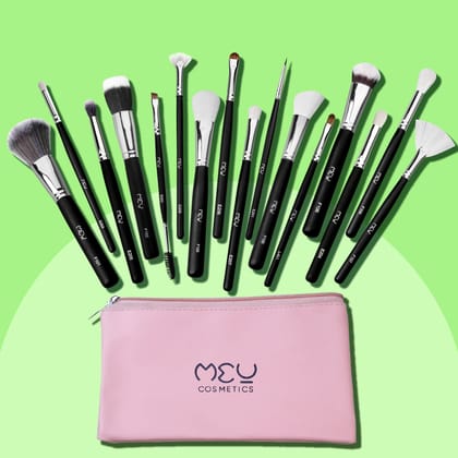 16 Pcs Professional Makeup Brush Set (Face + Eye) With Pouch
