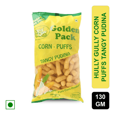 Hully Gully Tangy Pudina Corn Puffs, 130 gm Pack
