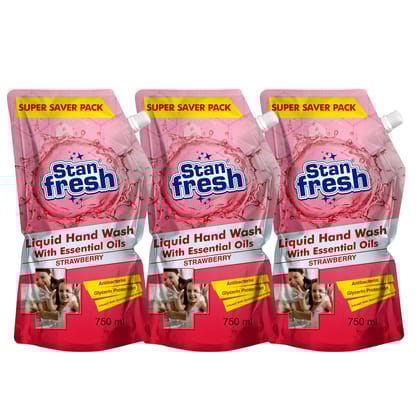 Stanfresh Liquid Hand Wash - Strawberry 750ml (Pack OF 3)