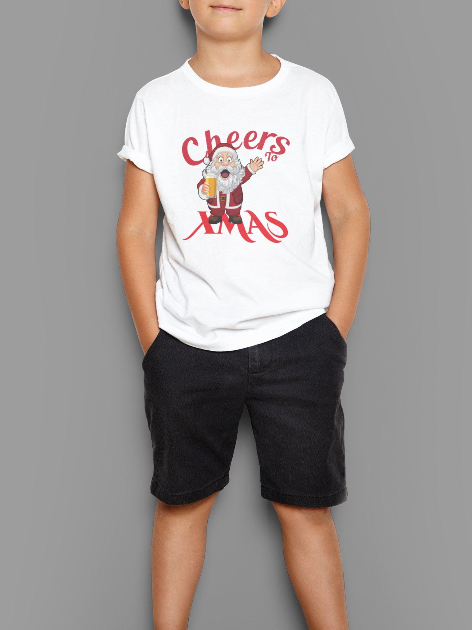 Cheers To X-mas Santa Kids T-shirt-White / 1-2 Year