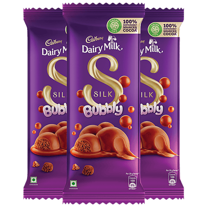 Cadbury Dairy Milk Silk Bubbly Chocolate Bar, 3x50 g Multipack