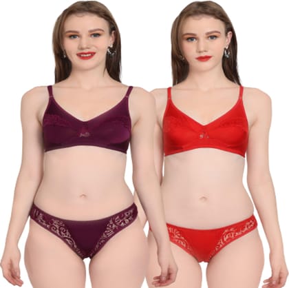 KGN RETINA Women Bra and Panty Lingerie Set PACK OF 2
