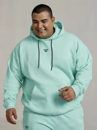 || PLUS SIZE MINT GREEN THERMAL CO-ORD SET (HOODIE & JOGGER COMBO) ||-X-Large