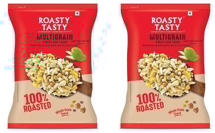 Roasty Tasty Multigrain Snack of Whole Grain | Millets & Pulses Namkeen Snack Value Pack- 400g (Pack of 2 200g each) | Low GI Low Calorie | Healthy Snacks | Export Quality Diet Snack for weight loss
