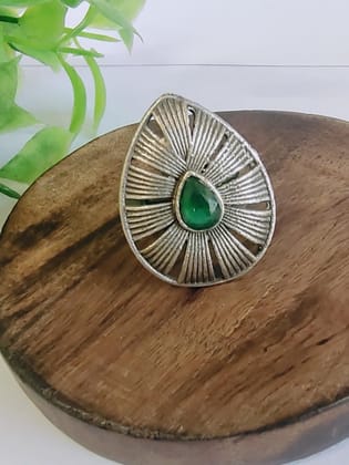 Silver Replica Adjustable Finger Rings for Everyday Style | Sarichka-Green