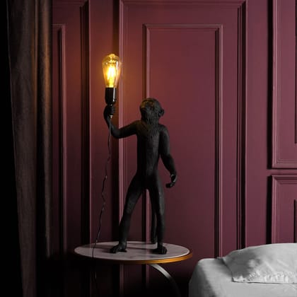 Modern Art Monkey Decorative Lamp Black