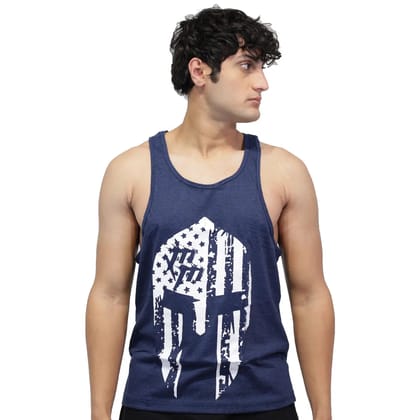 Dominant Skull Gym Stringer-Blue / M