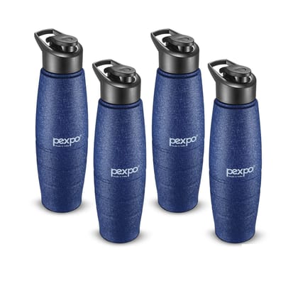 PEXPO Stainless Steel Sports/Fridge Water Bottle, 1L, Pack Of 4 Blue, Duro | Eco-Friendly Water Bottle With Sipper Cap