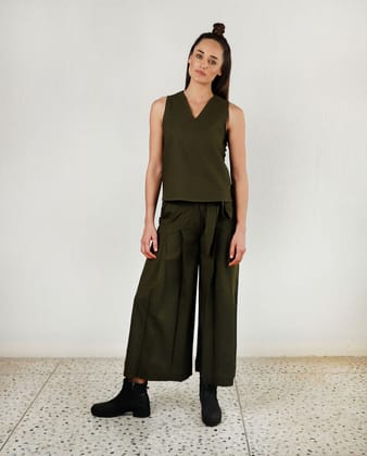 SOLID MOON OLIVE CO-ORD-XS