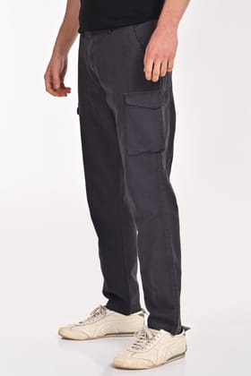 Ivan - Cotton Linen Cargo Trouser - Dk Grey-S-30 / DK GREY
