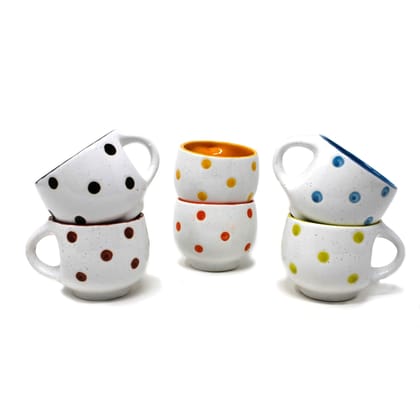 The Earth Store Ceramic Tea Cups - Set of 6, White, 80ML