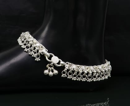 10.5" sterling silver solid customized design ankle bracelet foot bracelet anklet vintage antique design tribal belly dance jewelry ank372