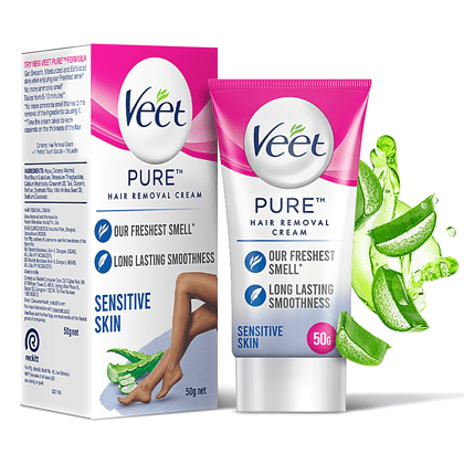 Veet Pure Hair Removal Cream - For Women, With No Ammonia Smell, Sensitive Skin, 50 G(Savers Retail)