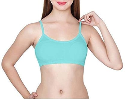 Manpasand Girls' Cotton & Polyester Lightly Padded, With Removable Pads Non-Wired Bralette Bra (Bra_50-QQ_Light Blue_Free Size)