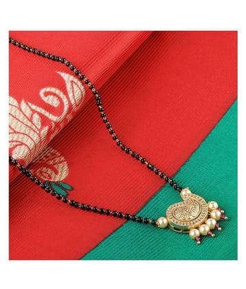 SILVER SHINE Gold Plated Party Wear Designer Pandent Mangalsutra For Women - Golden