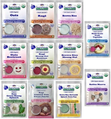 TummyFriendly Foods Certified Stage1, Stage2, Stage3 Porridge Mixes, Organic Baby Food for 6,7,8 Months Old Baby, Trial Packs - 11 Packs, 50 gm Each Cereal (Pack of 11)
