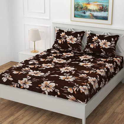 Winter Designer Elastic Fitted King Bedsheet with 2 Pillow Covers
