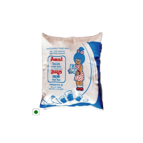 Amul Taaza Toned Fresh Milk, 1 L Pouch