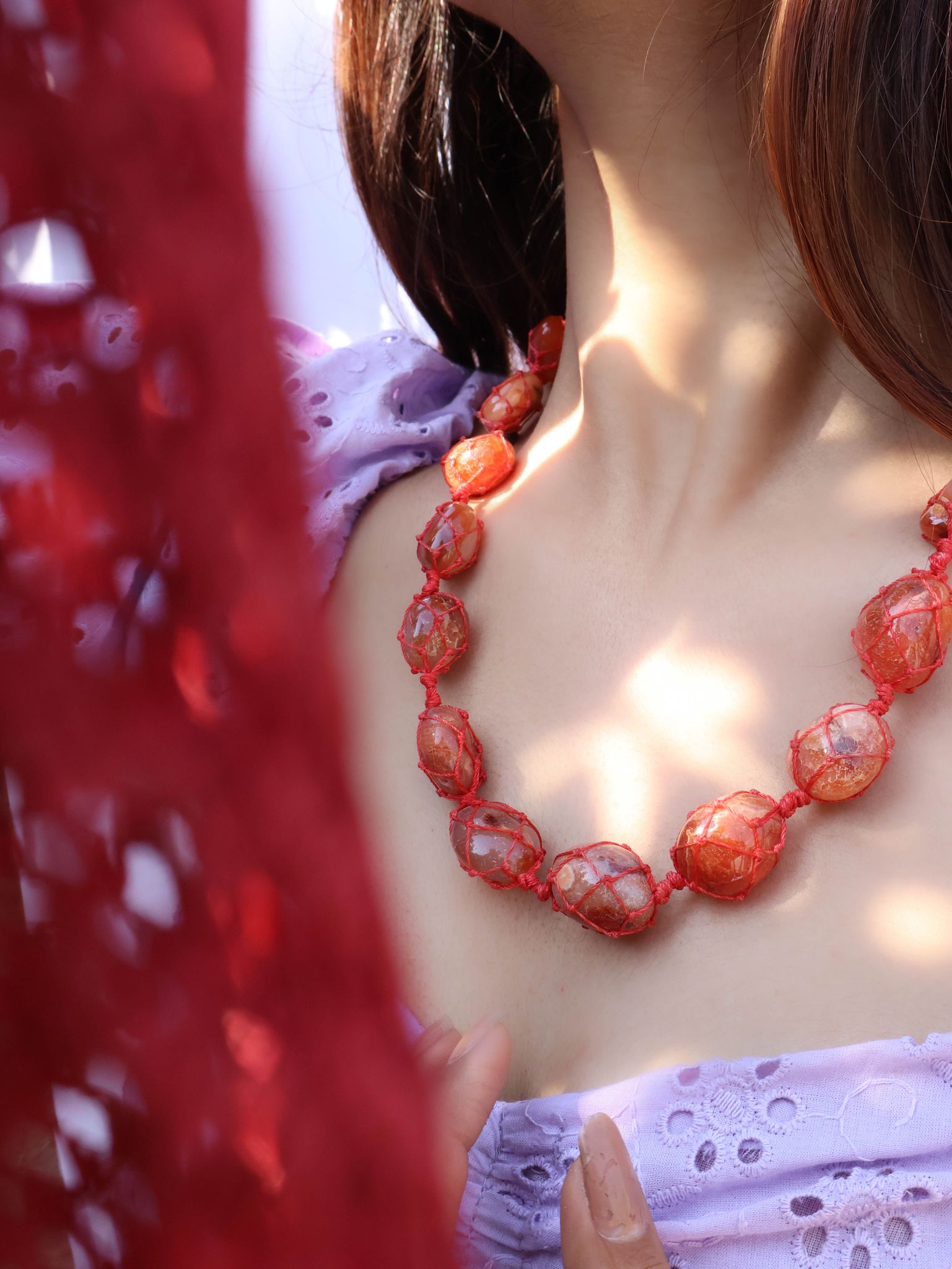 Bloom Agate Necklace-Orange