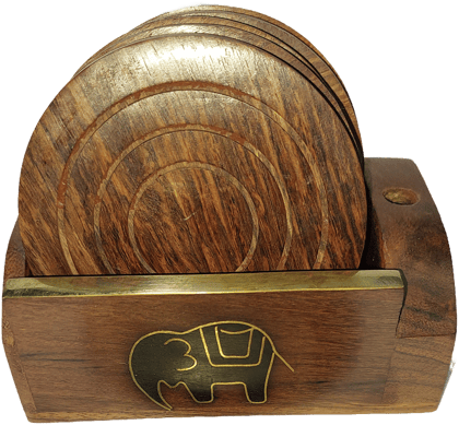 Bharat Traders Wooden Round Coaster