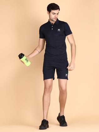 Mens Dryfit Collar Neck Polo T-Shirts With Plkt Button-Black / M