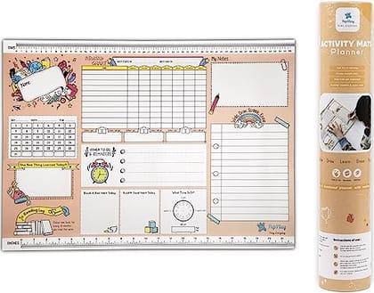         PepPlay Activity Mat Planner Boards, Educational, Reusable, Writing, Drawing, Learning/Fun Activity Mats, Multifunctional Gift for Kids, Boys, Girls (Peach)       