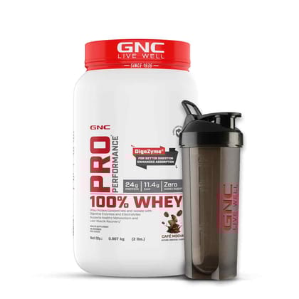 GNC Pro Performance 100% Whey Protein -2 lbs with Shaker Cafe Mocha