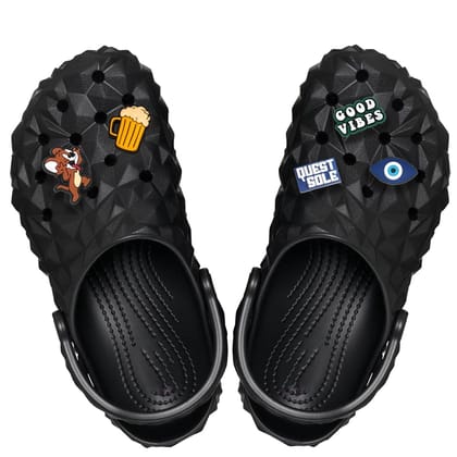 Questsole Geometric Clogs (With 5 Free Charms)-UK - 8 / Black
