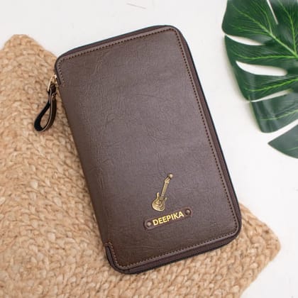 PERSONALISED ZIPPERED TRAVEL CASE - BROWN-Brown