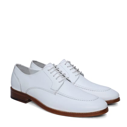 Men's Dress Formal Shoes in White Leather-40/6