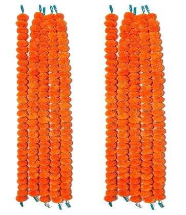 Rudra Orange Marigold Artificial Flower (140 cm, Pack of 10, Garlands)