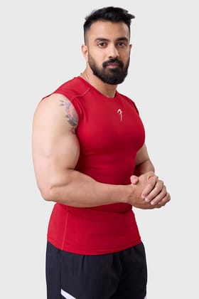 Compression  Sleeveless Tank Red-S