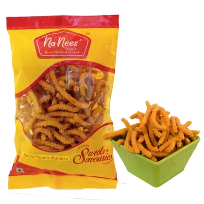 Andhra Poondu/Garlic Murukku | Andhra Garlic Sev | 150 g Pack  by NaNee's Foods