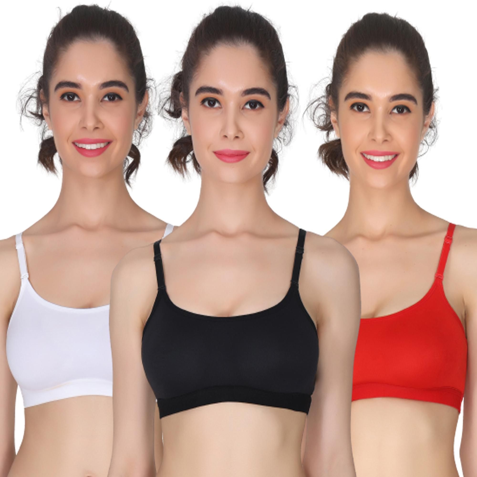 KGN RETINA Women and Girls Non Padded Sports Bra PACK OF 3