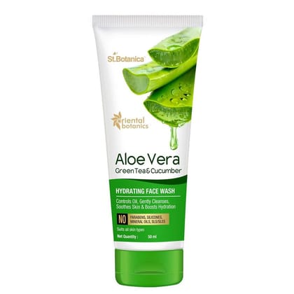 St.Botanica Aloe Vera, Green Tea & Cucumber Hydrating Face Wash 50ml | Cleanses & Hydrates