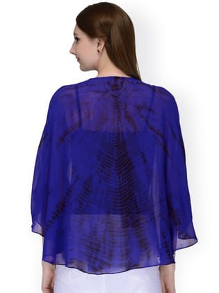 Blue Tie-Dyed Georgette Cape Top