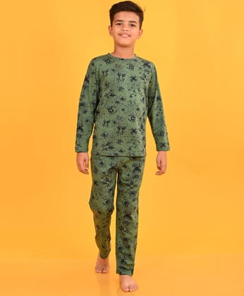 GREEN SPIDER LONG SLEEVES PYJAMA SET D - GREEN-6-12 MONTHS / 2N / GREEN