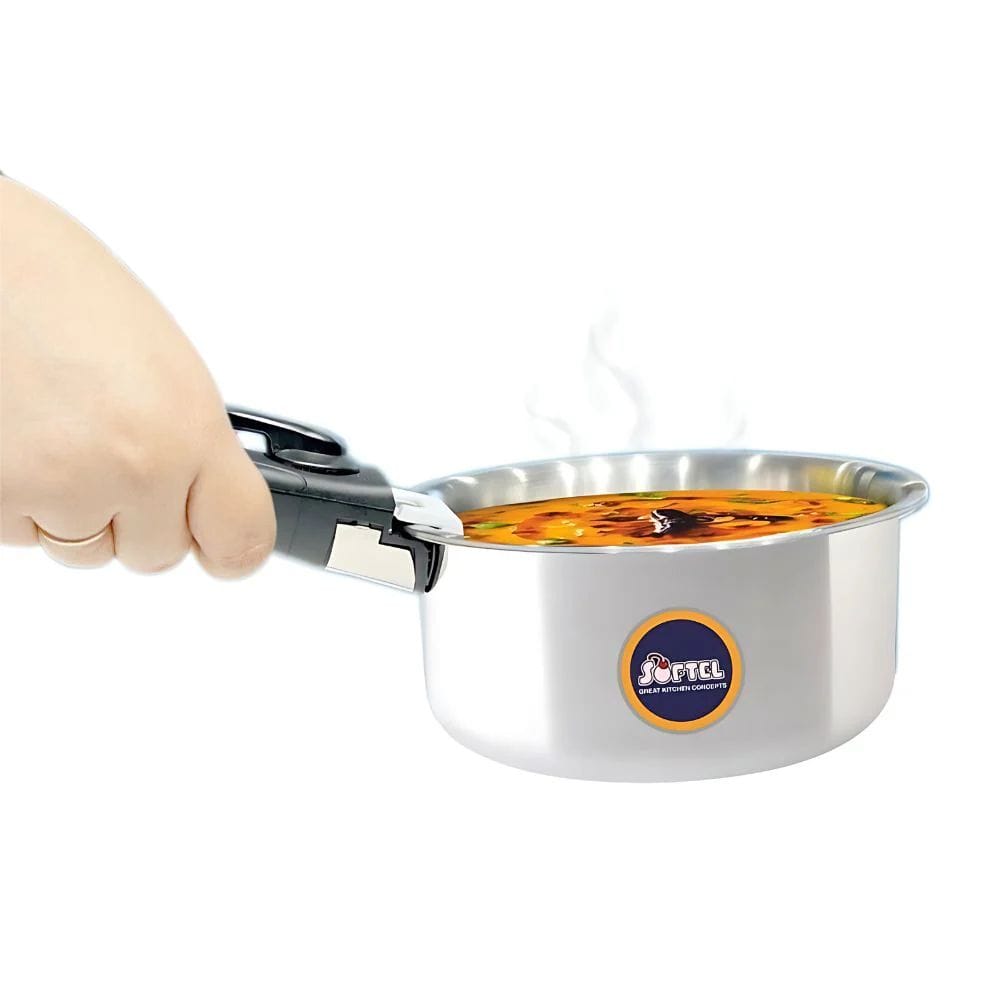 Softel Tri-Ply Stainless Steel Saucepan with Removable Handle | Gas & Induction Compatible | Silver | 1 Pc