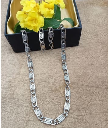 SHANKH-KRIVA STYALISH CHAIN FASHION ROUND FISHER SILVER PLATED BRASS CHAIN FOR WOMAN ,GIRL/MEN , BOY-100729 - Silver