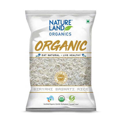 Natureland Organics Biryani Basmati Rice 1121, 1 Kg Each - Pack of 2