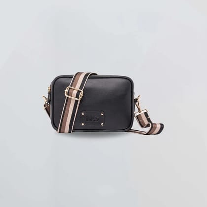 PERSONALISED DOUBLE ZIP SLING BAG - BLACK-Black