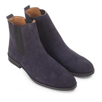 Suede-Leather Chelsea Boots (Navy)-EU 41 / UK 7 / Navy